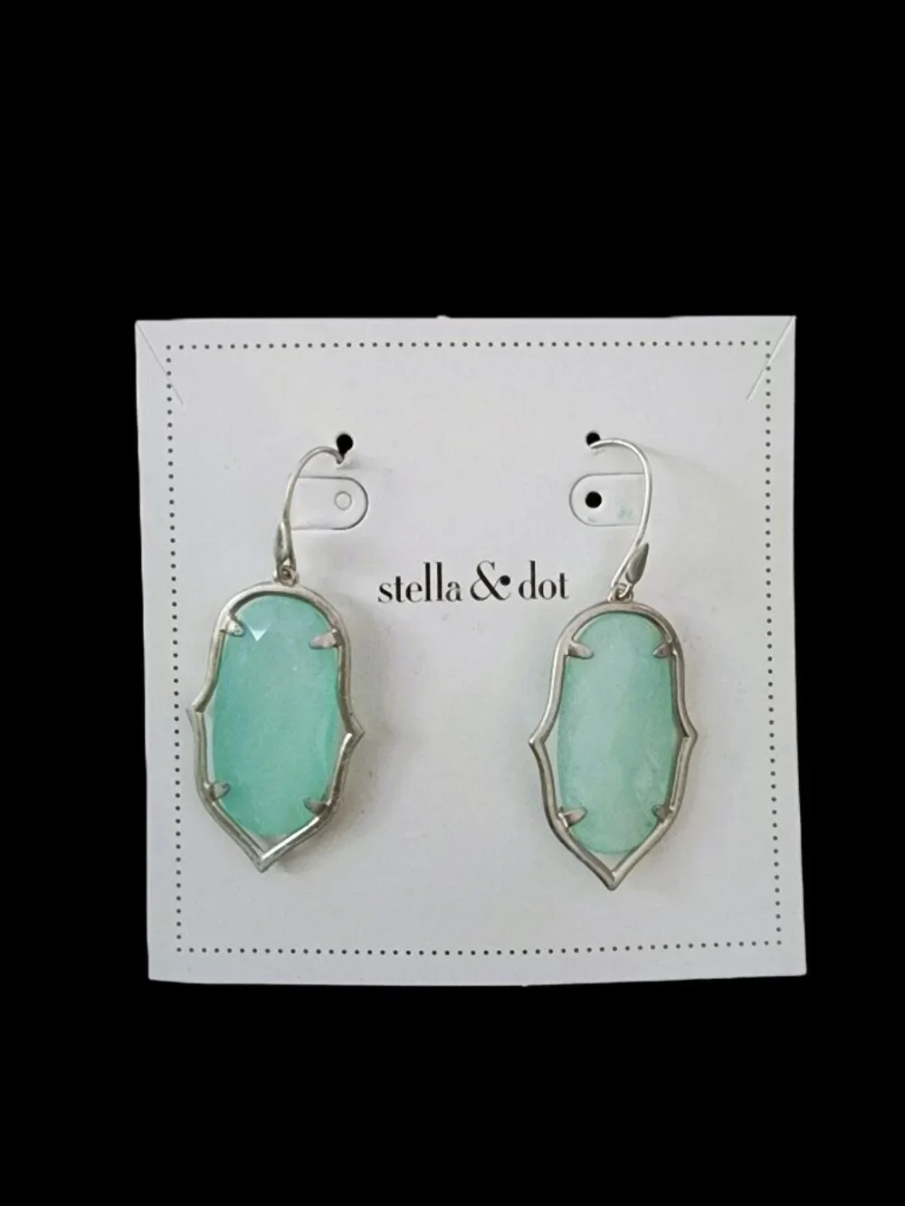 Retired Stella & Dot Amala Chandelier Earrings Mint Green Silver New On Card